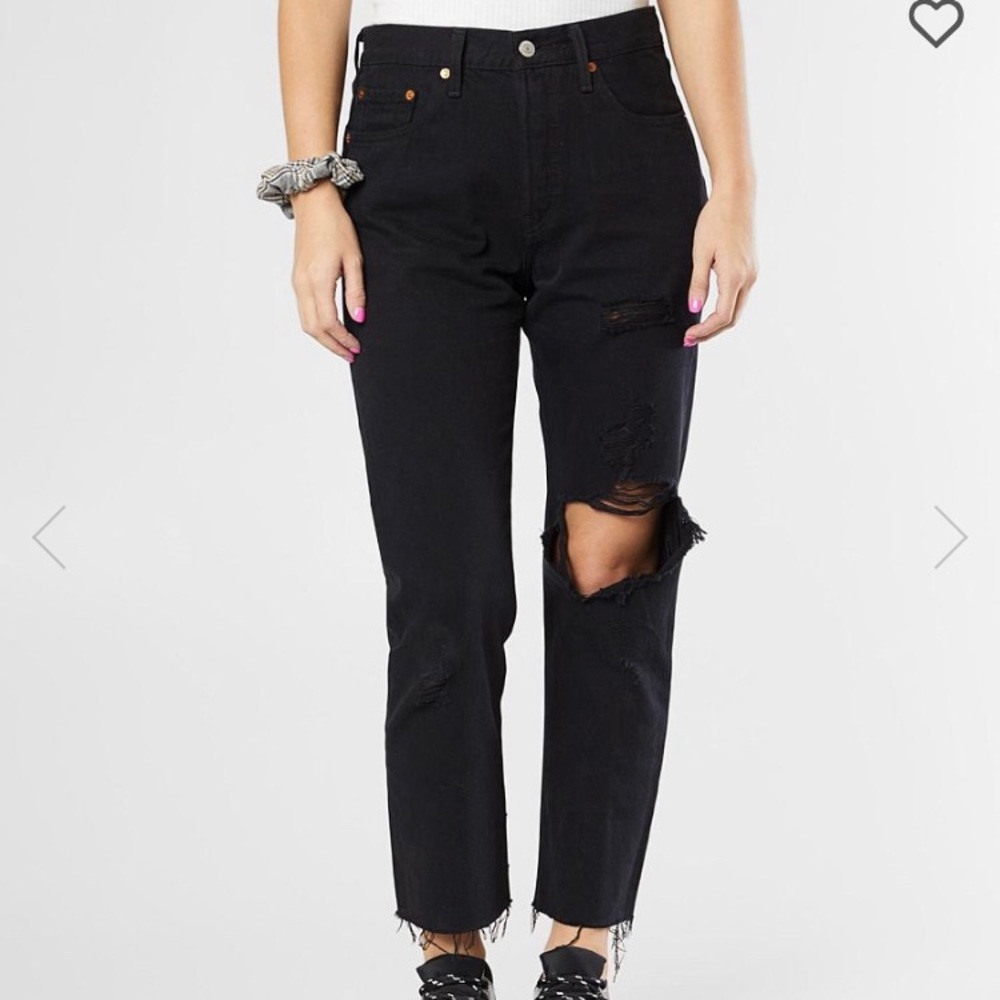 black levi’s 501 high rise crop denim jeans